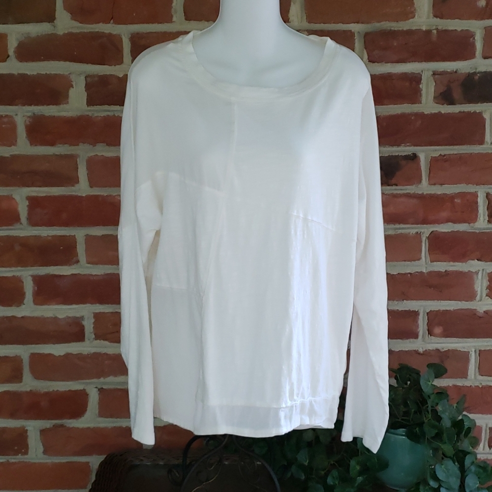 🏡DV Sundance Trisha White Patchwork L/S Tee Shirt